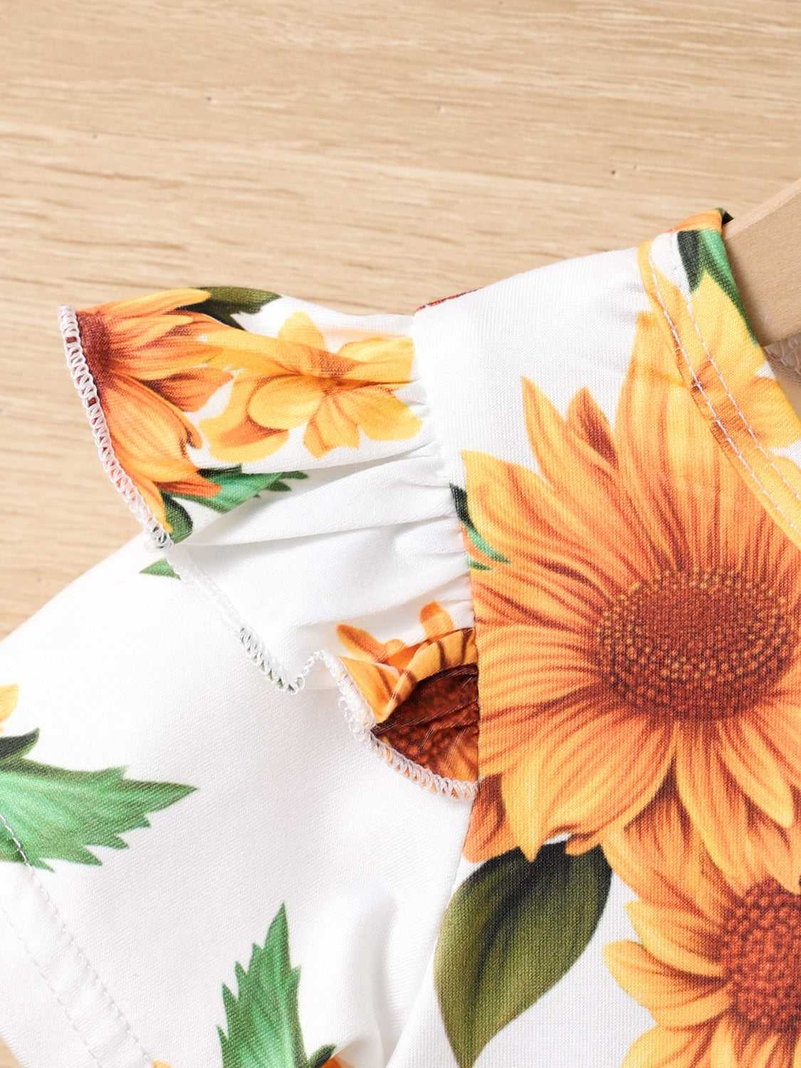 Kids' Sunflower Ruffled Short-Sleeve Top and Shorts Matching Set