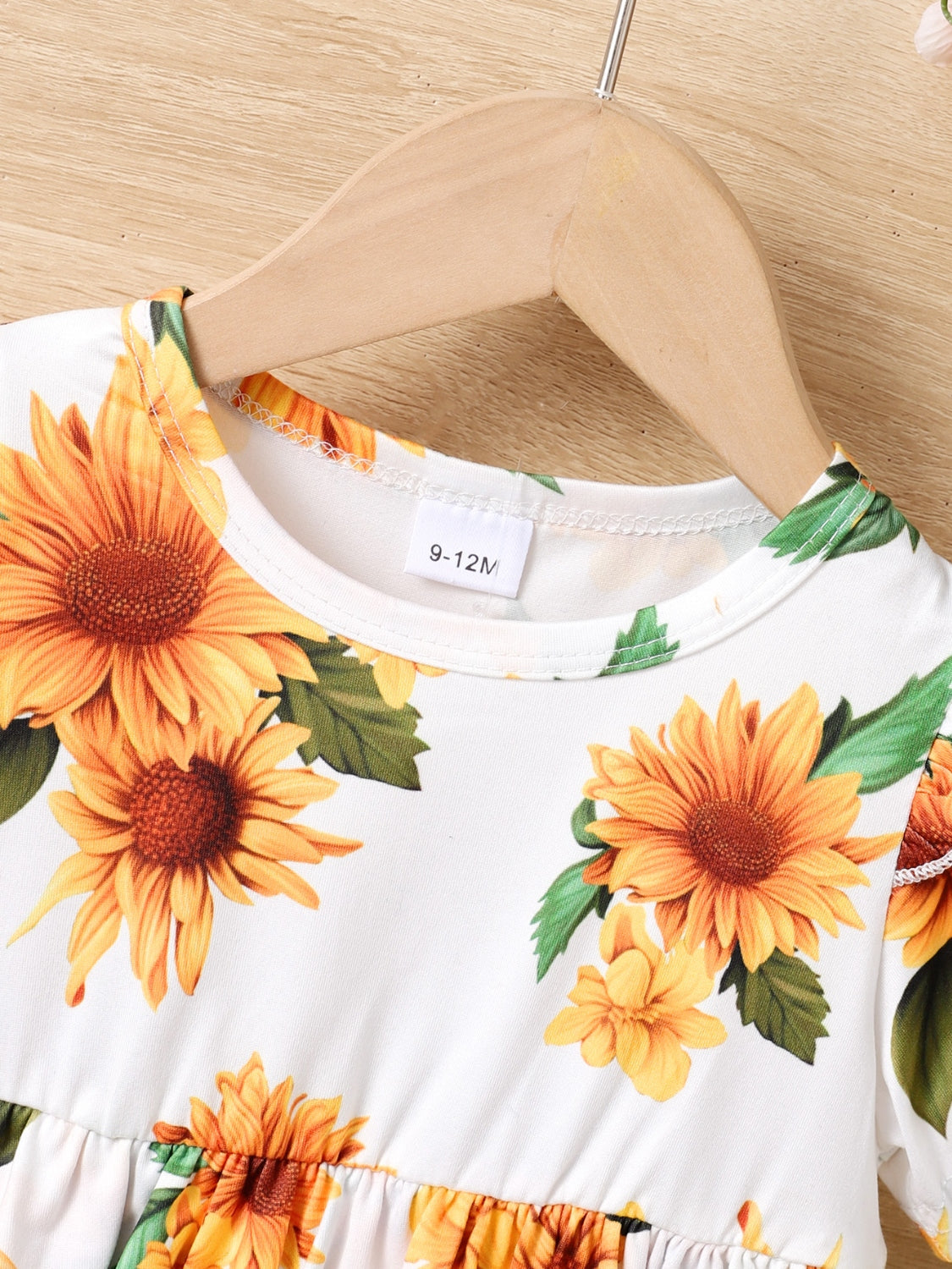 Kids' Sunflower Ruffled Short-Sleeve Top and Shorts Matching Set