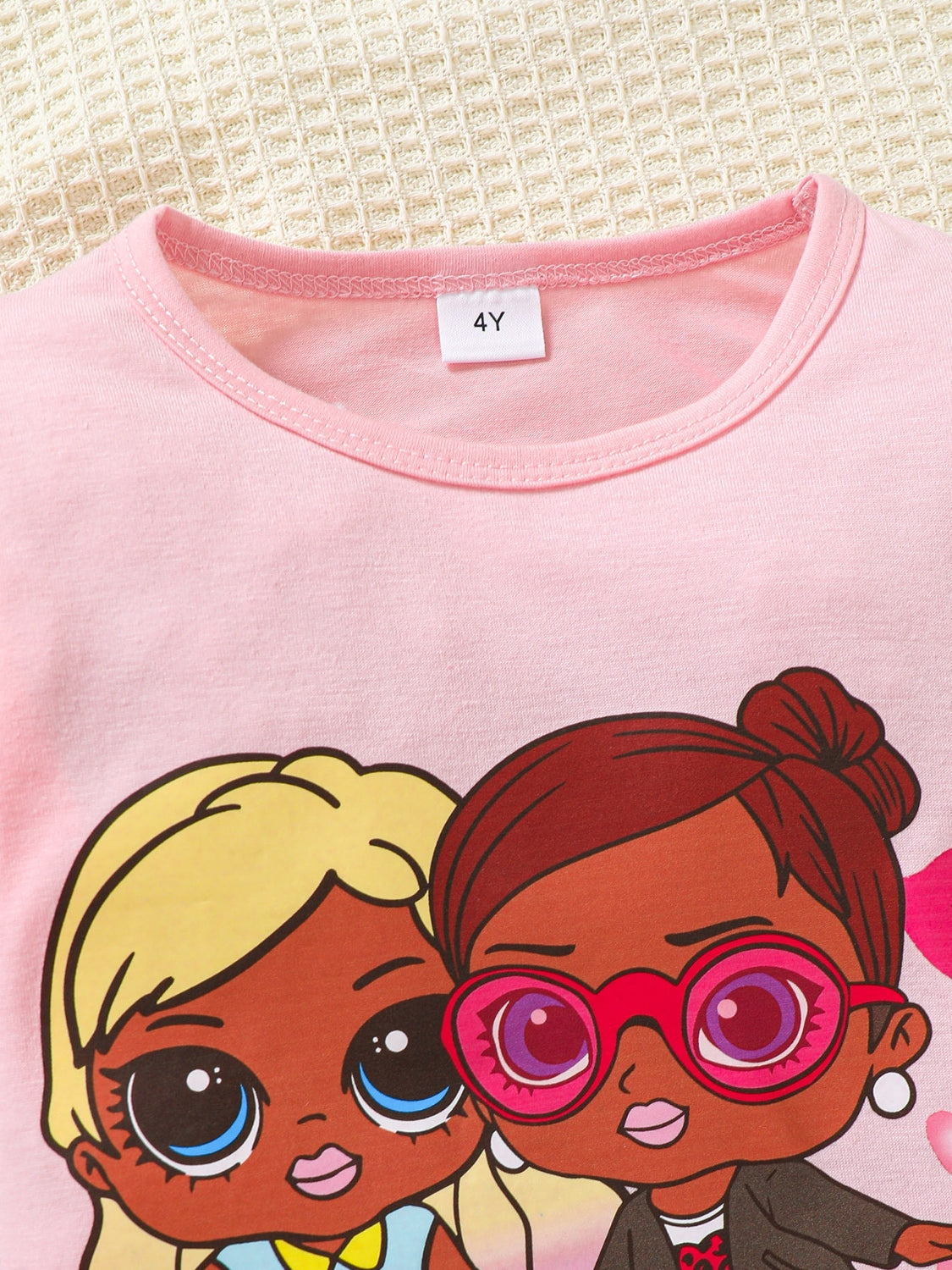 Kids' Graphic Print Round Neck Top and Pants Matching Set
