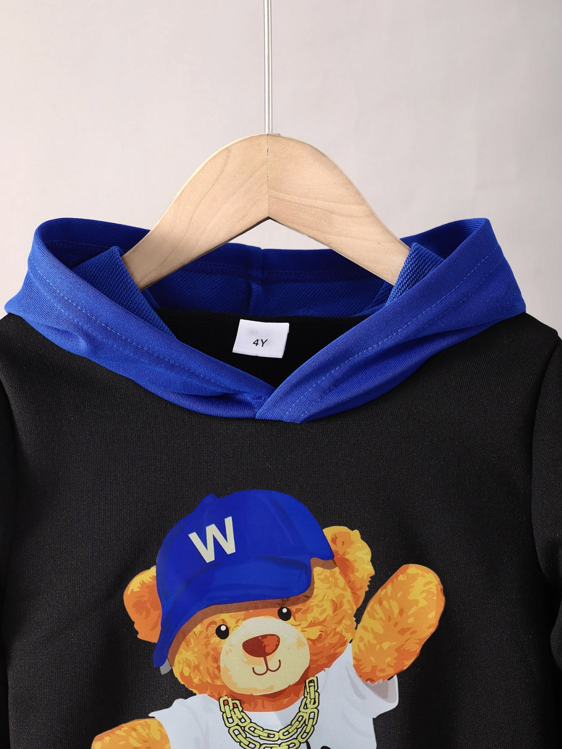 Kids' Cartoon Print Hoodie and Pants Matching Ensemble