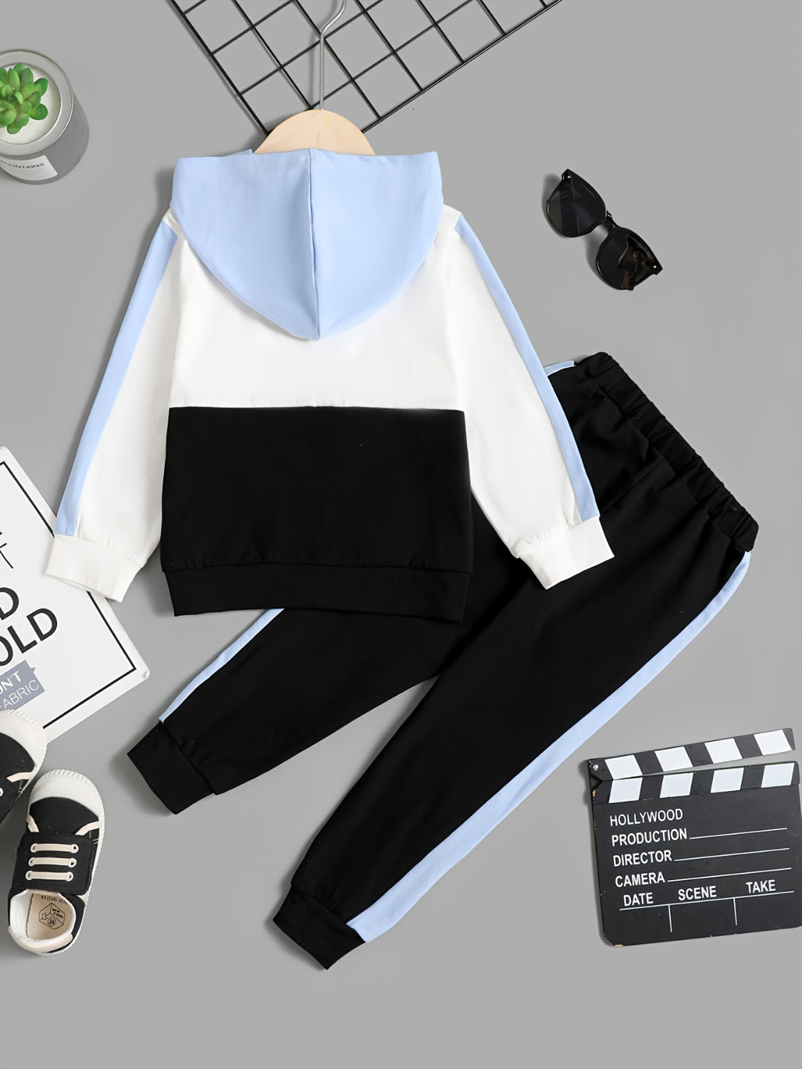 Kids' Color-Blocked Hoodie and Pants Matching Set