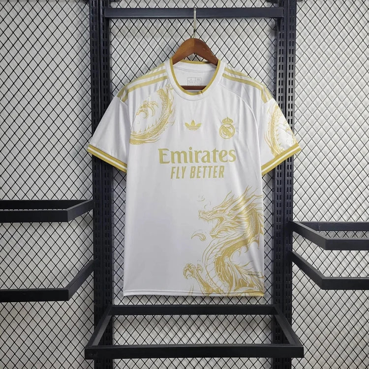 2024-2025 Real Madrid Draak Speciale Editie Shirt - Wit Goud