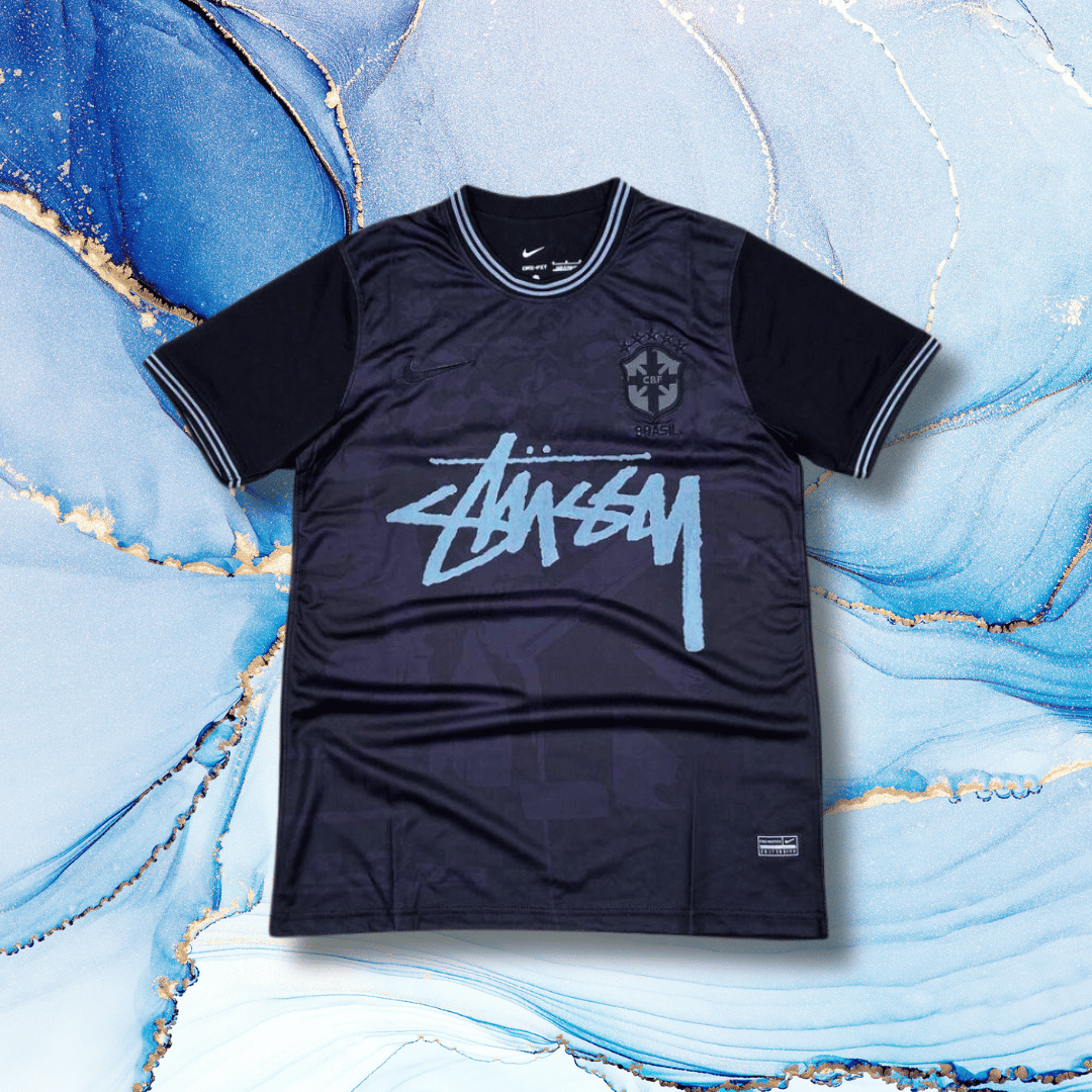 2024 Brazil Stussy Voetbalshirt - Black Marble Editie