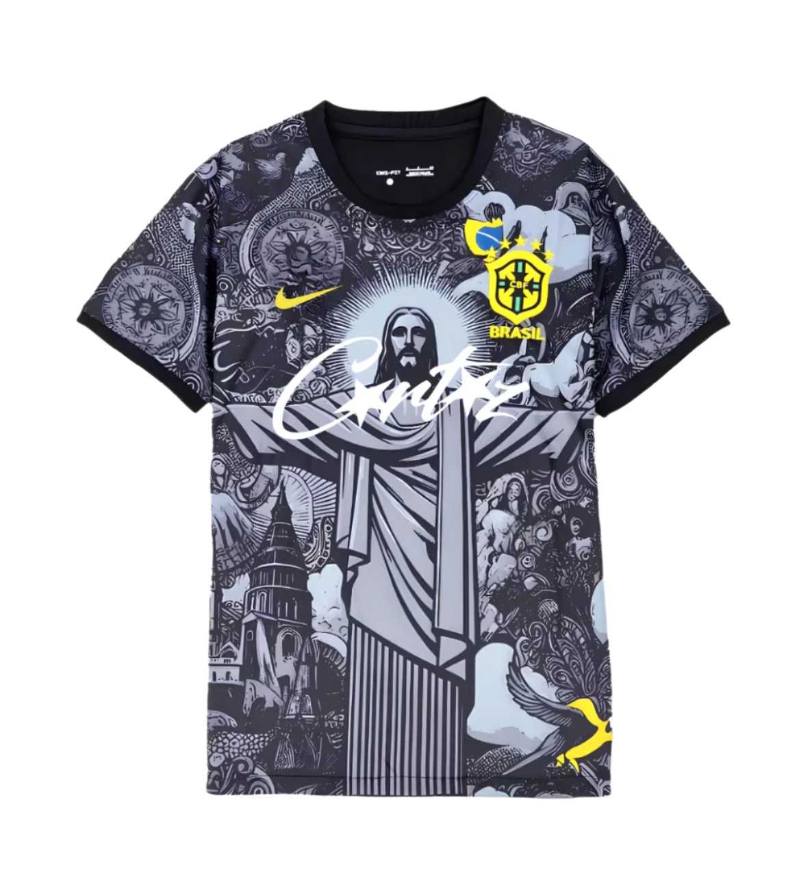 2024 Brazilië Jezus Corteiz Voetbalshirt - Zwarte Speciale Editie