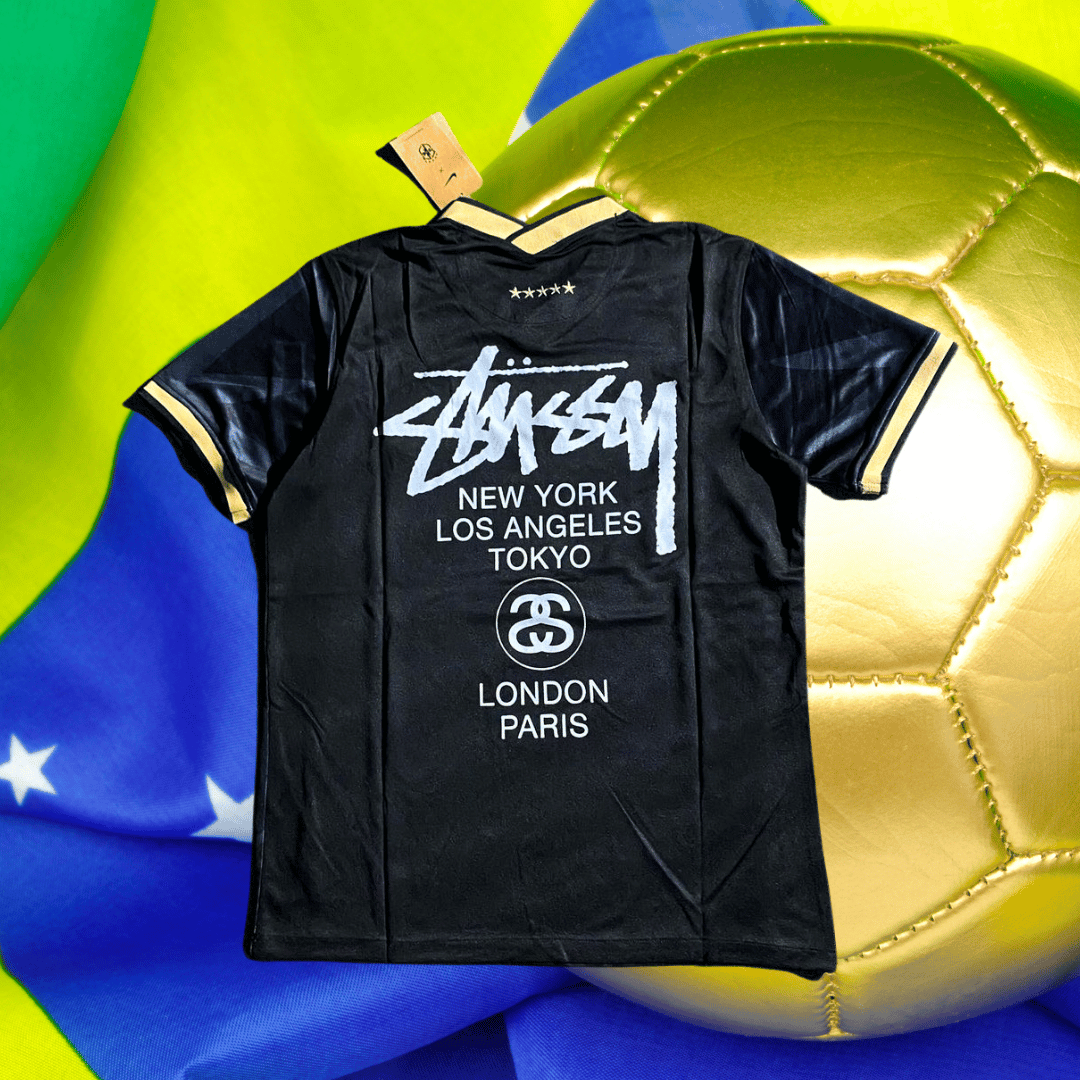 2024 Brazilië Stussy Voetbalshirt - Zwarte Editie