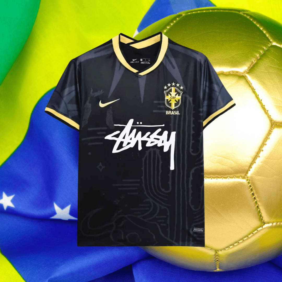 2024 Brazilië Stussy Voetbalshirt - Zwarte Editie
