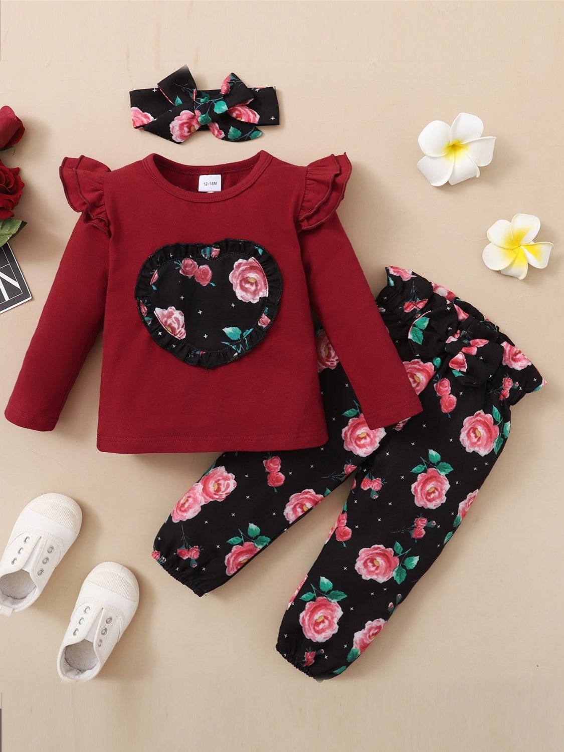 Kids' Bow-Adorned Headbands with Top and Pants Set