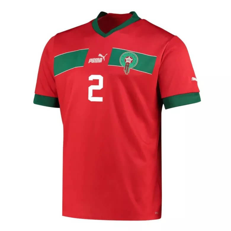 Hakimi 2 - 2022 Wereldbeker Marokko Thuis Voetbalshirt