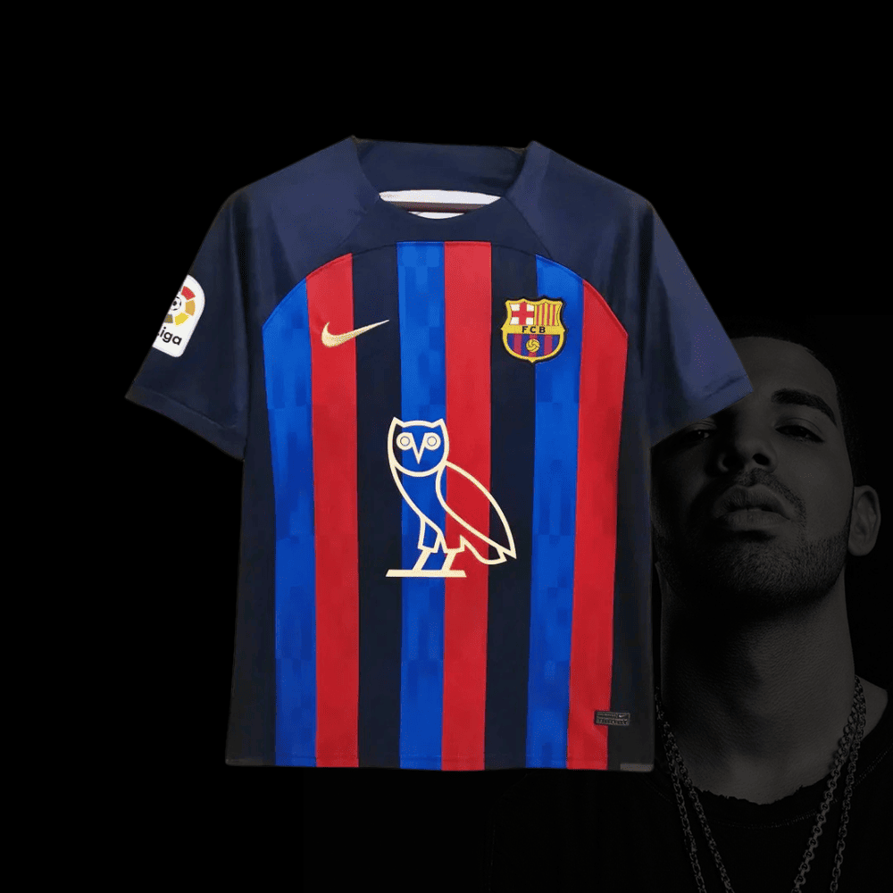 Camiseta de fútbol Drake del Barcelona 22-23 - Edición limitada OVO